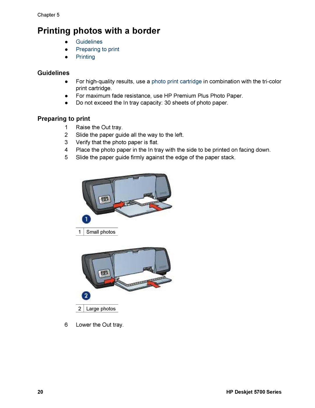 HP 5740 - Color Inkjet manual Printing photos with a border 