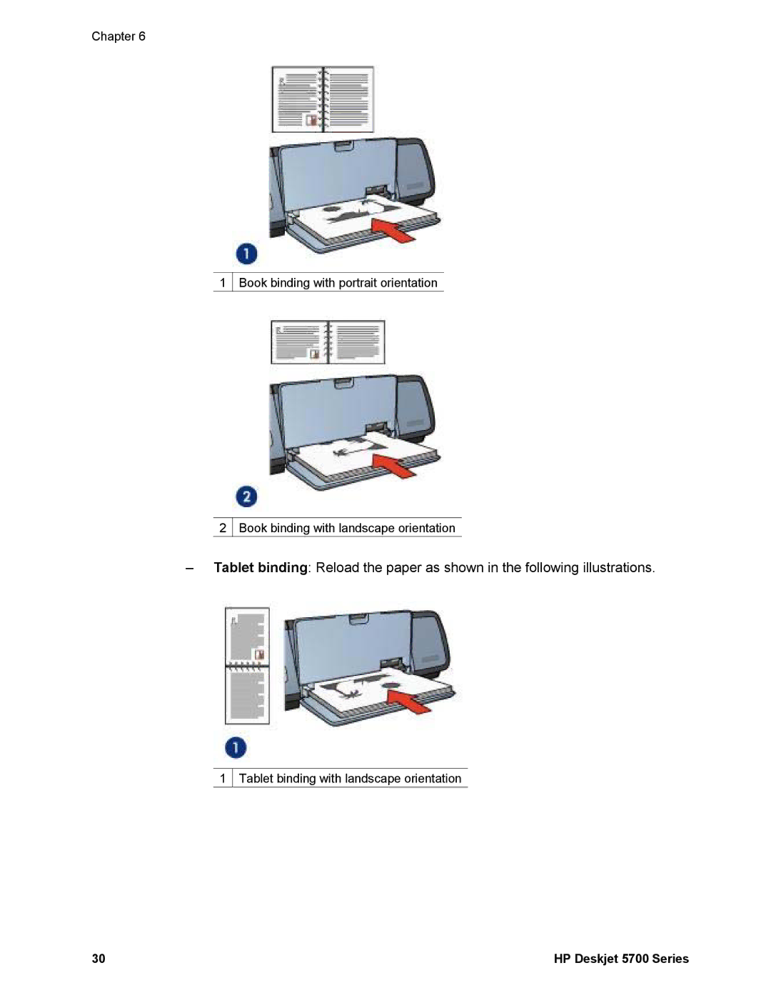 HP 5740 - Color Inkjet manual Tablet binding with landscape orientation 