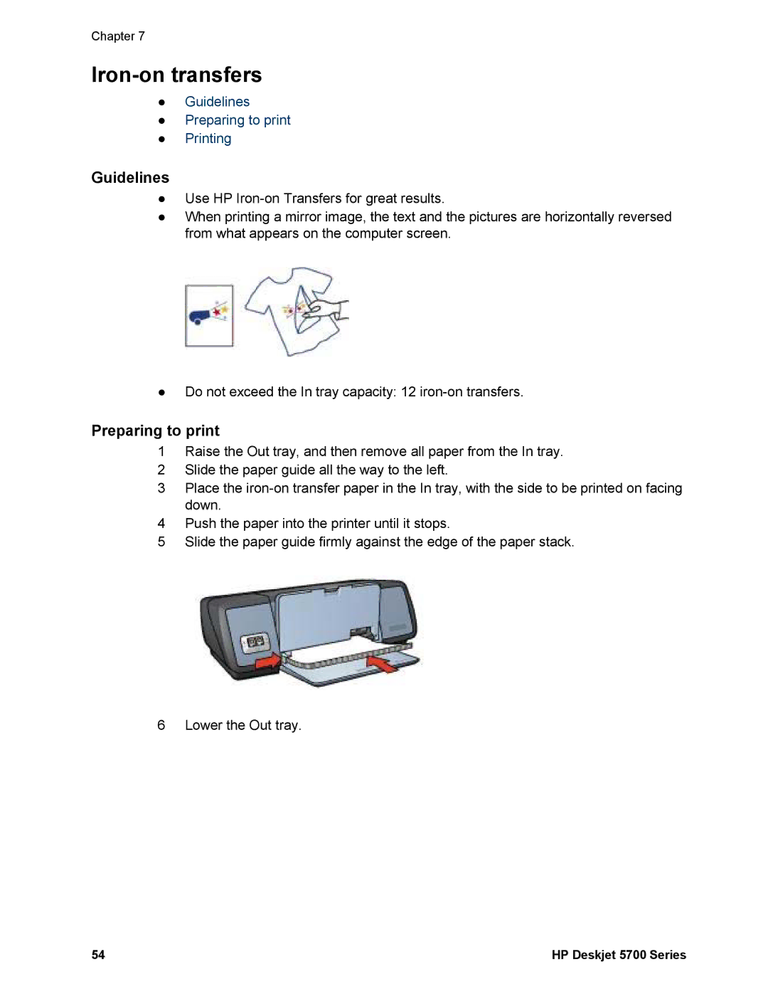 HP 5740 - Color Inkjet manual Iron-on transfers 