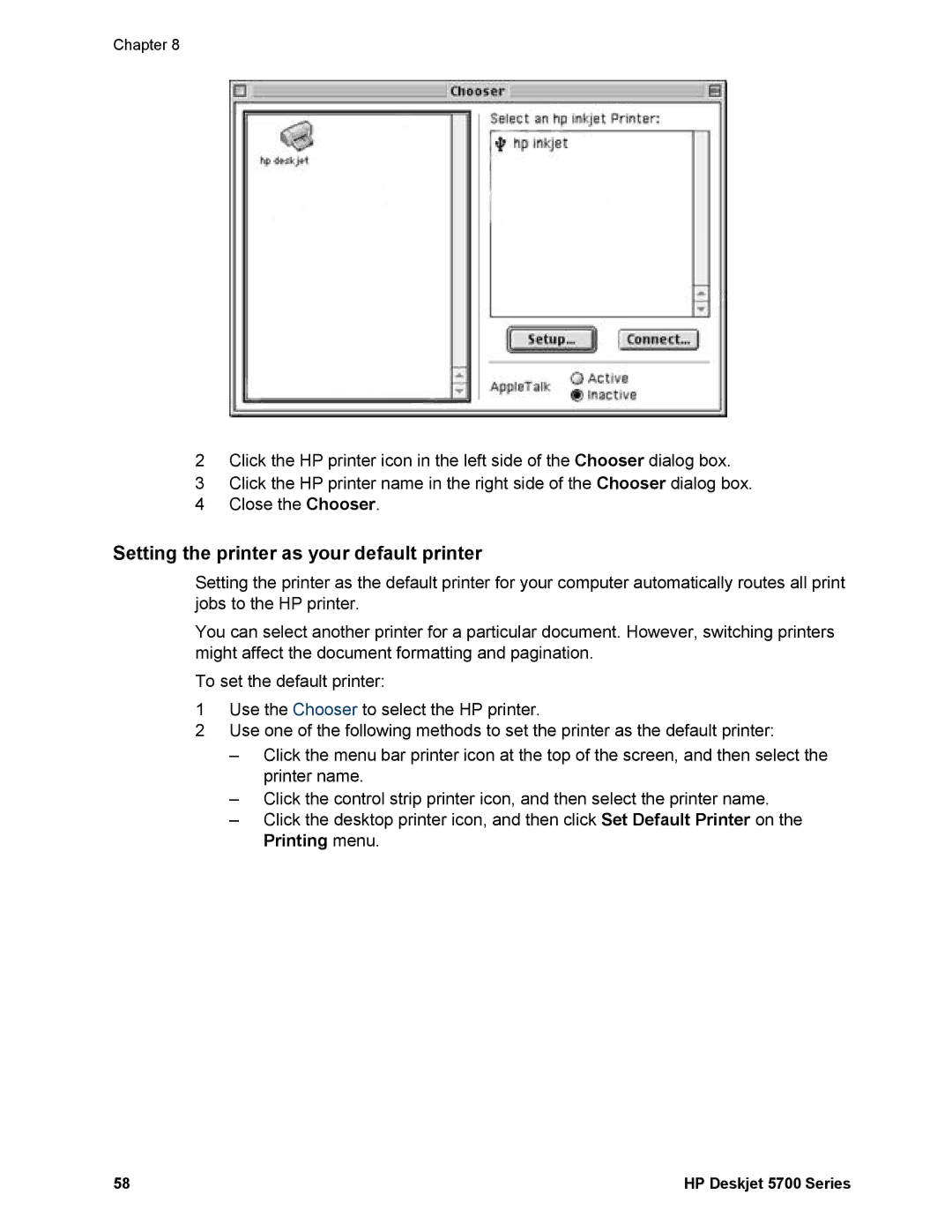 HP 5740 - Color Inkjet manual Setting the printer as your default printer 