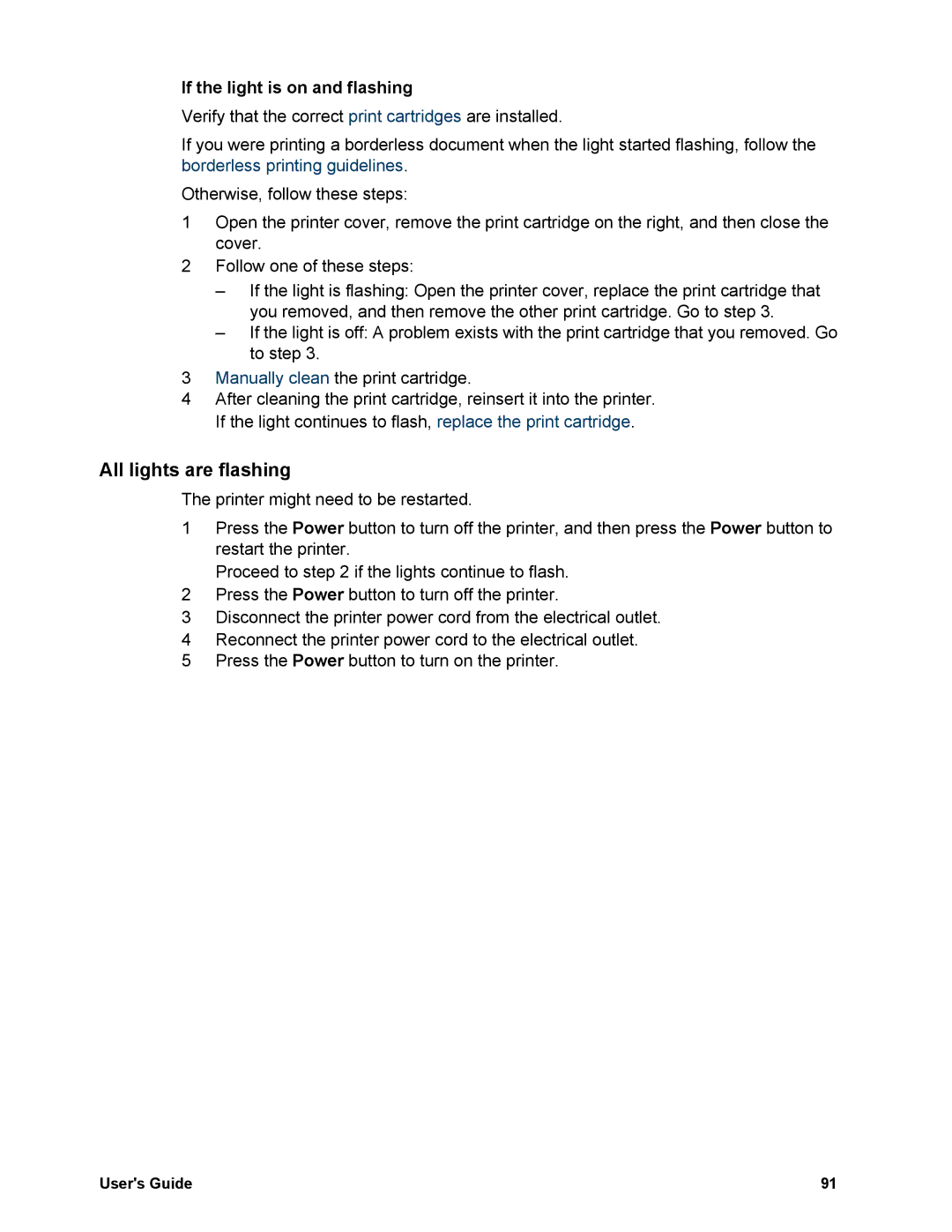 HP 5740 - Color Inkjet manual All lights are flashing, If the light is on and flashing 