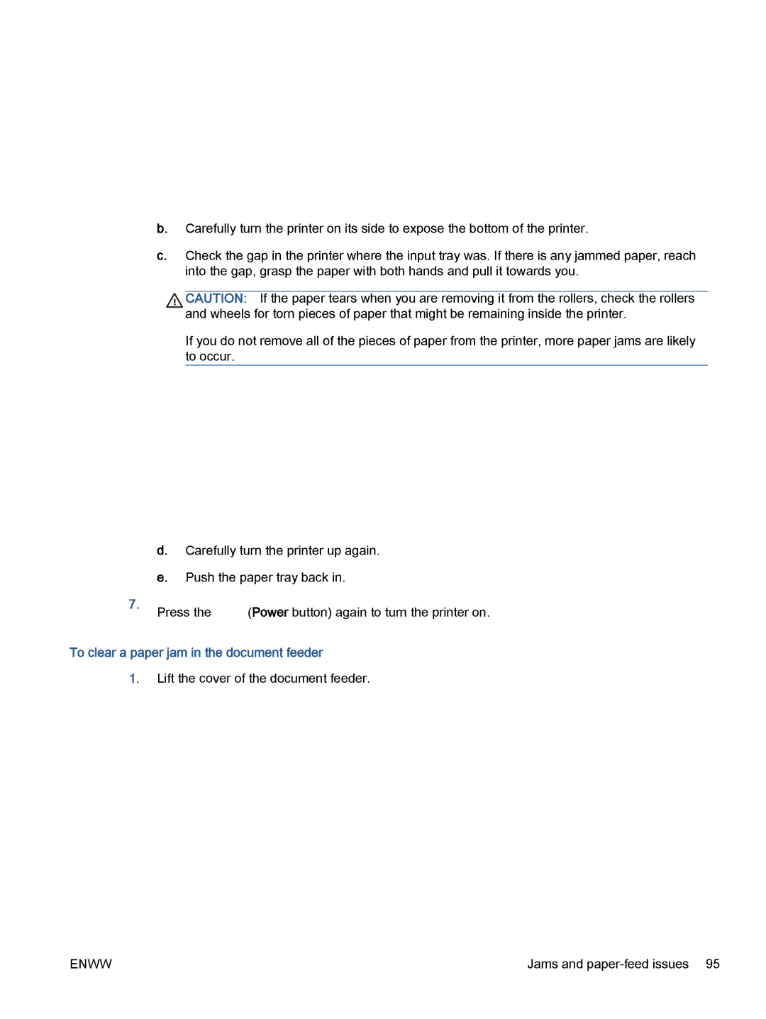 HP 5745, 5740, 5742 manual To clear a paper jam in the document feeder 