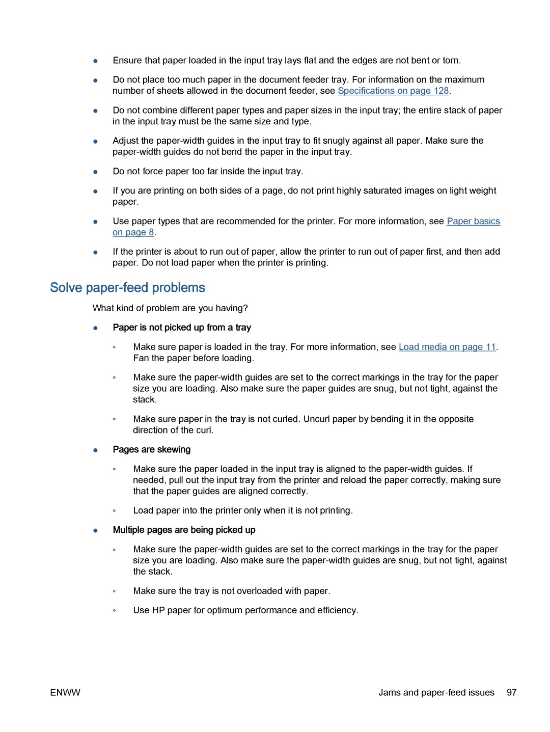 HP 5742, 5740, 5745 manual Solve paper-feed problems, Paper is not picked up from a tray, Pages are skewing 