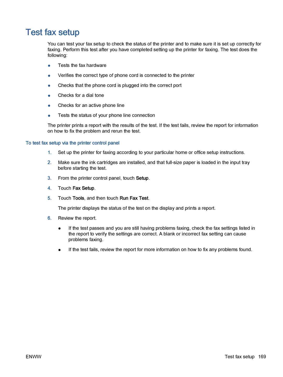 HP 5742, 5740, 5745 manual Test fax setup, To test fax setup via the printer control panel 