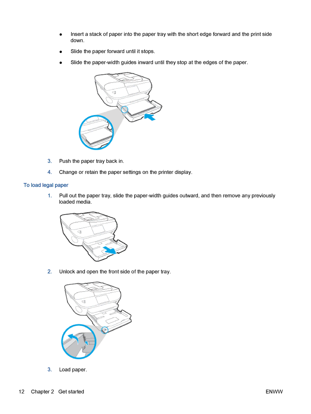 HP 5740, 5742, 5745 manual To load legal paper 