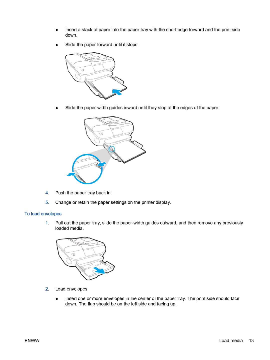 HP 5742, 5740, 5745 manual To load envelopes 