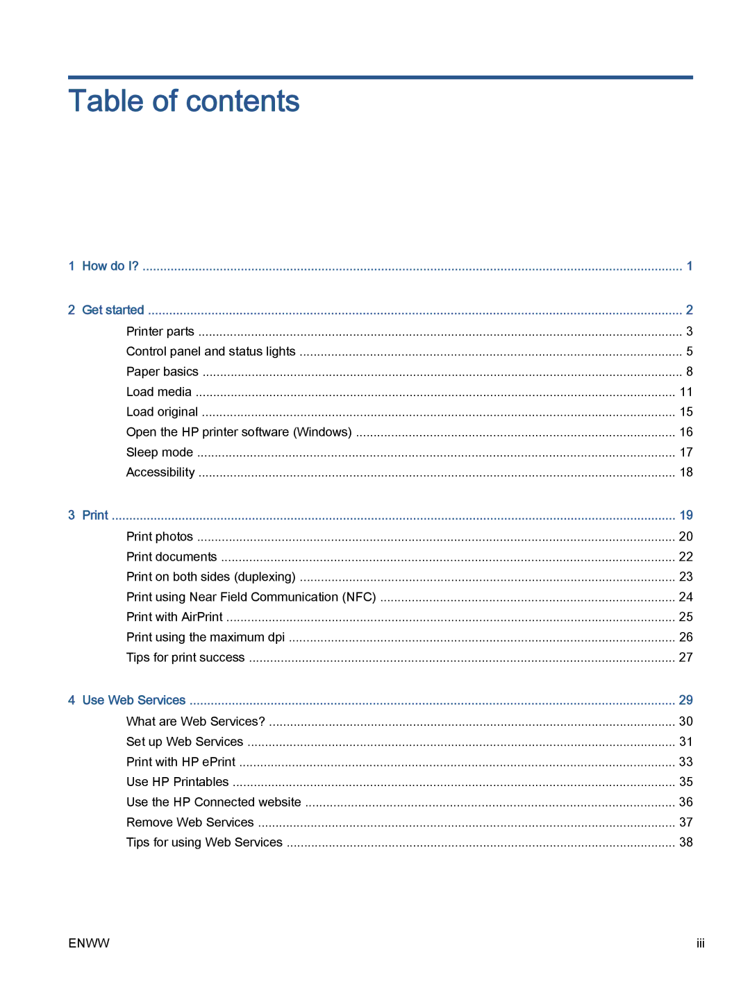 HP 5740, 5742, 5745 manual Table of contents 