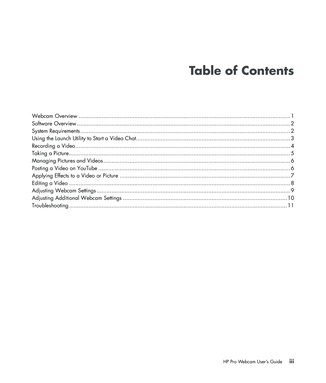 HP 575739-001 manual Table of Contents 