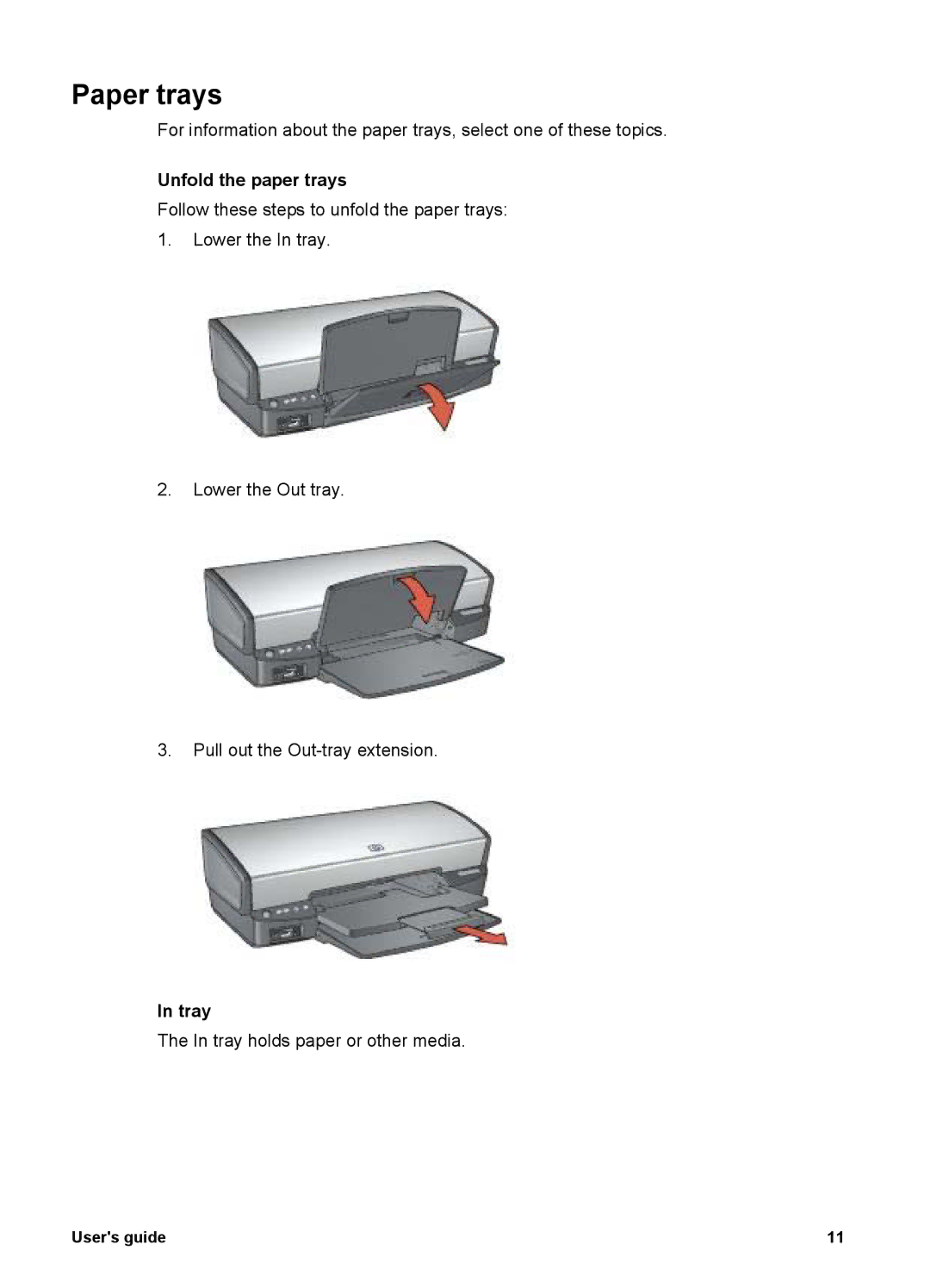 HP 5900 manual Paper trays, Unfold the paper trays, Tray 