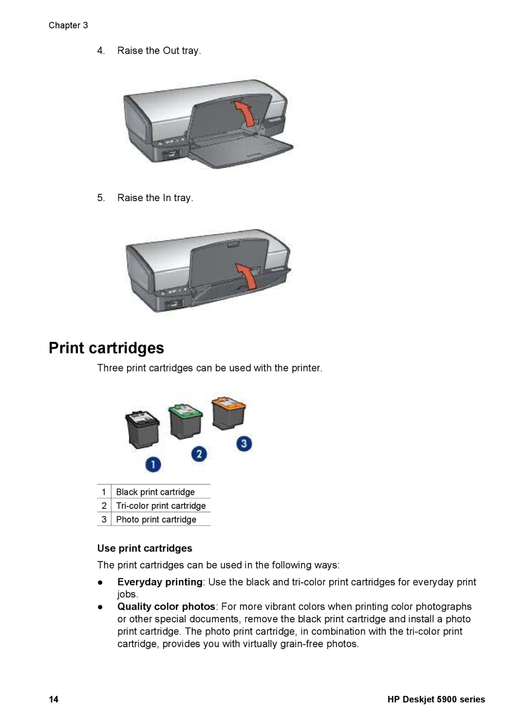 HP 5900 manual Print cartridges, Use print cartridges 