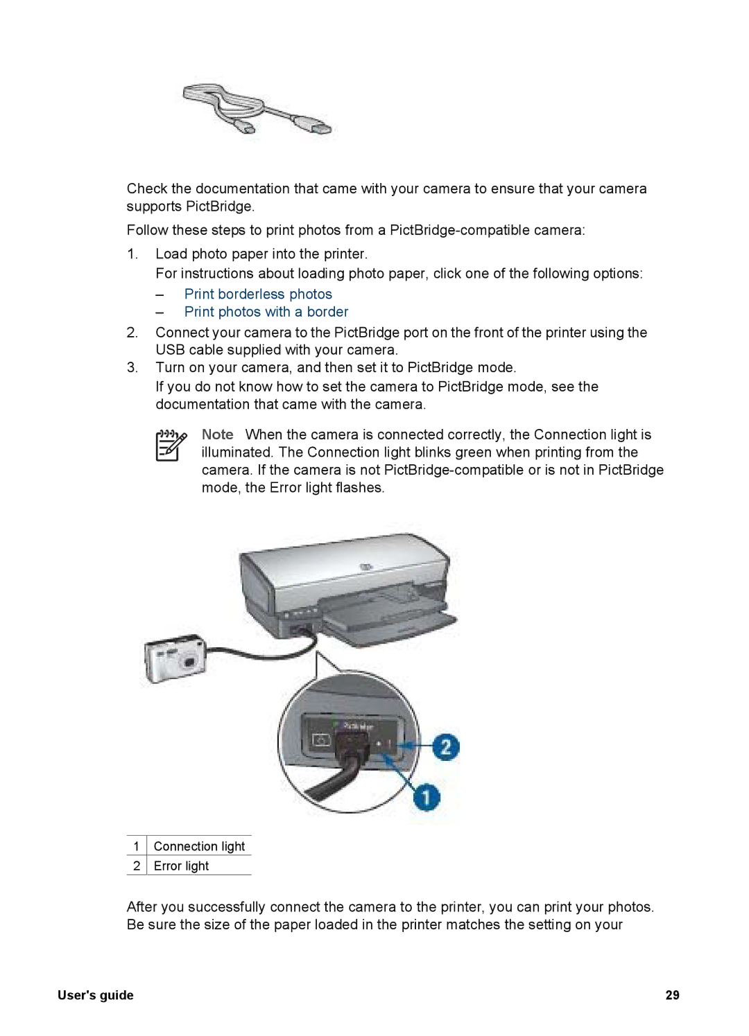 HP 5900 manual Print borderless photos Print photos with a border 