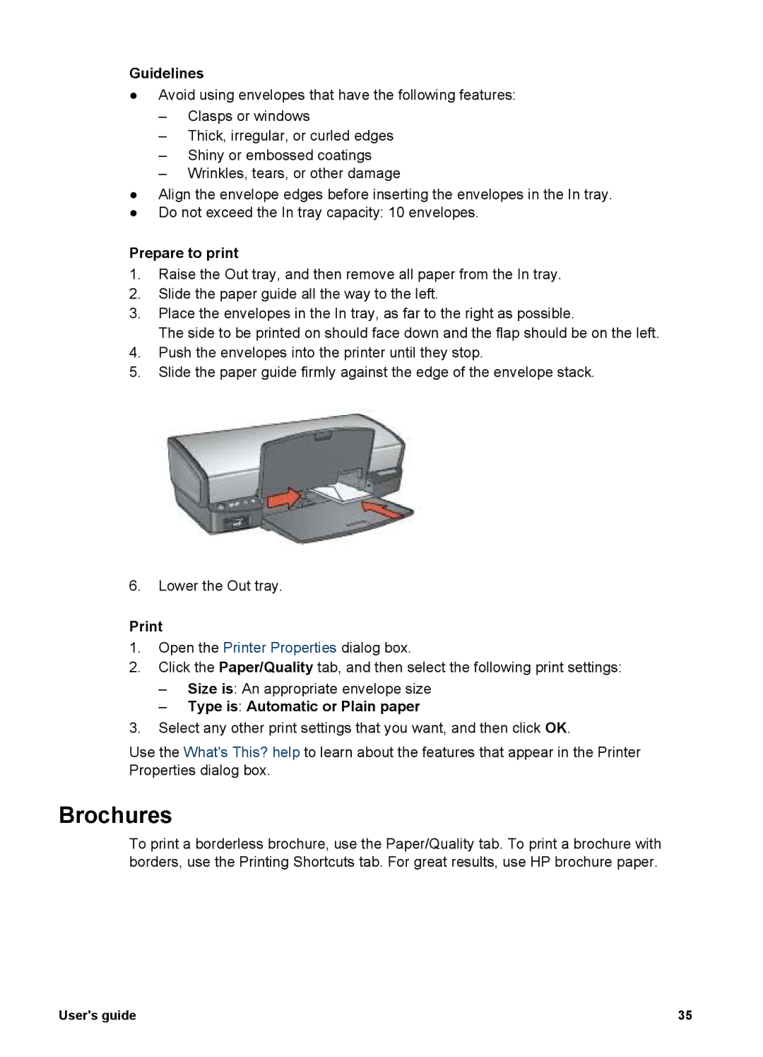 HP 5900 manual Brochures, Type is Automatic or Plain paper 