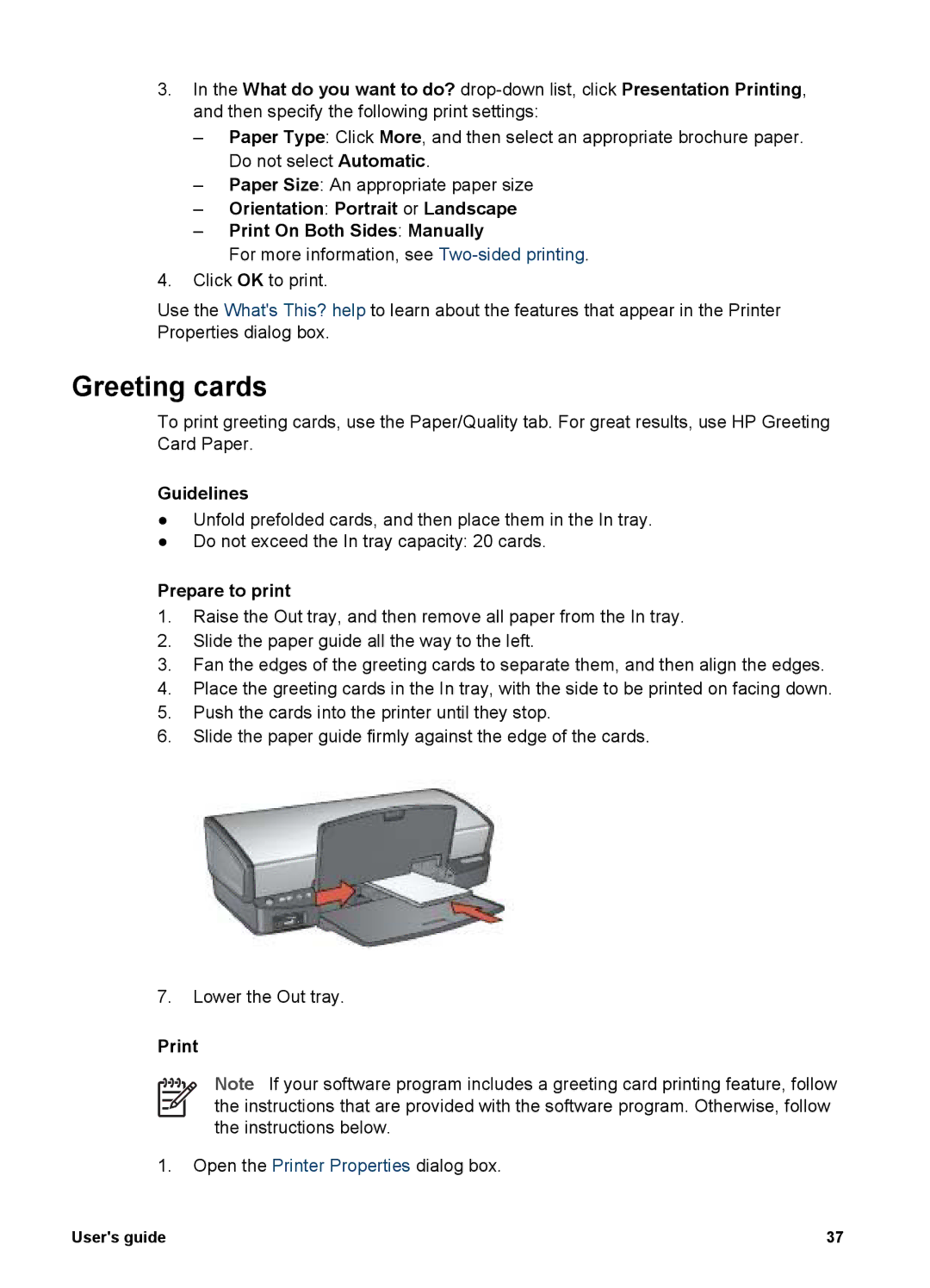 HP 5900 manual Greeting cards 