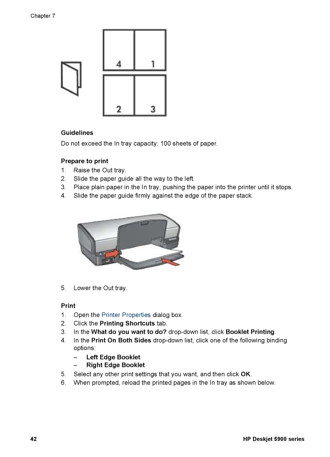 HP 5900 manual Left Edge Booklet Right Edge Booklet 
