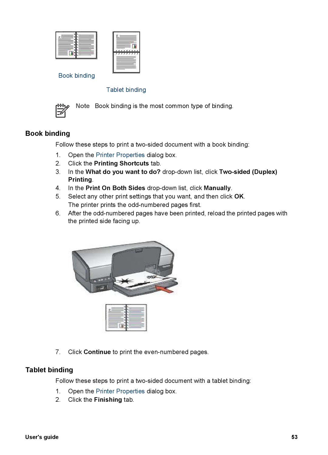 HP 5900 manual Book binding 