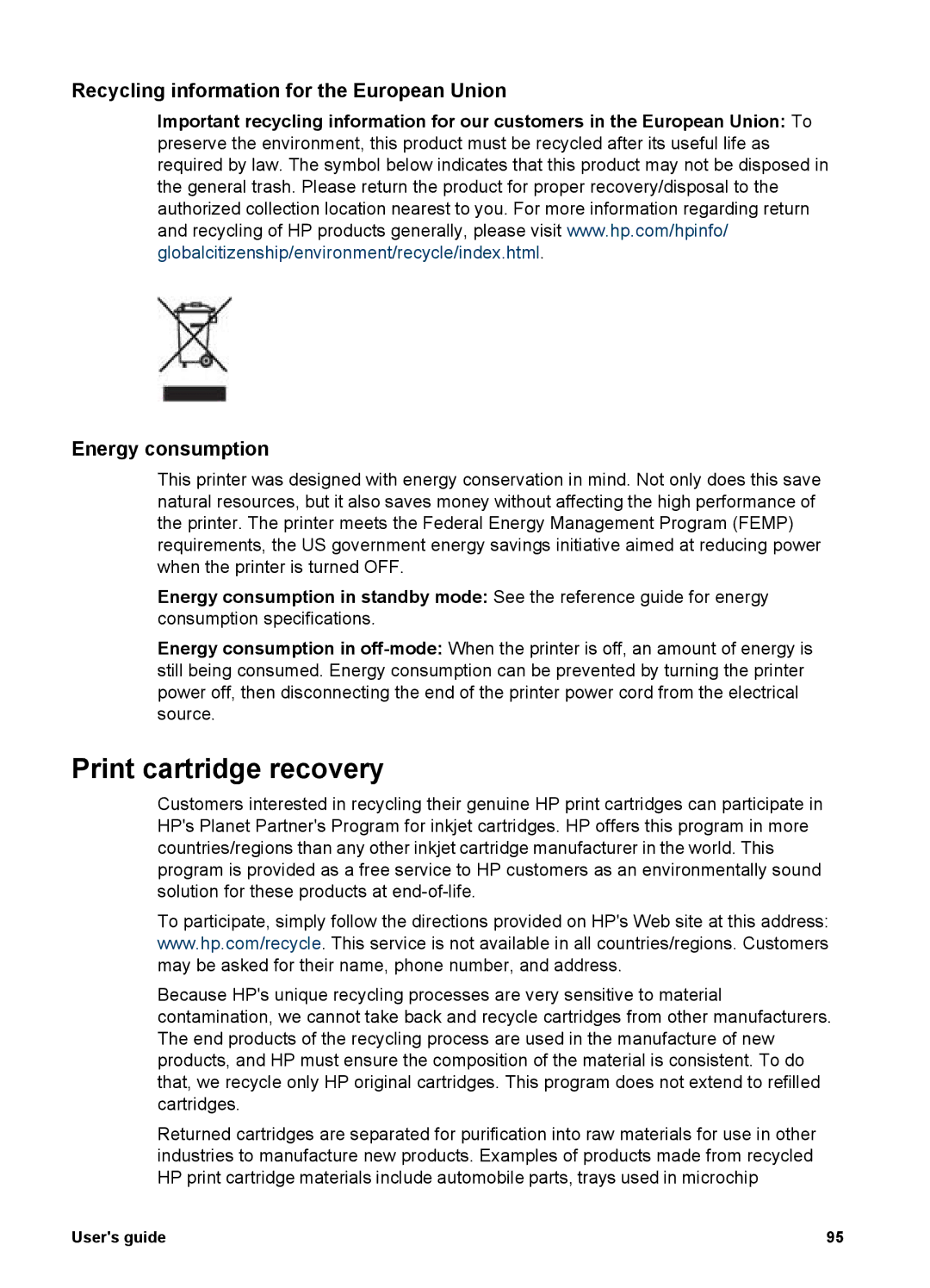 HP 5900 manual Print cartridge recovery 