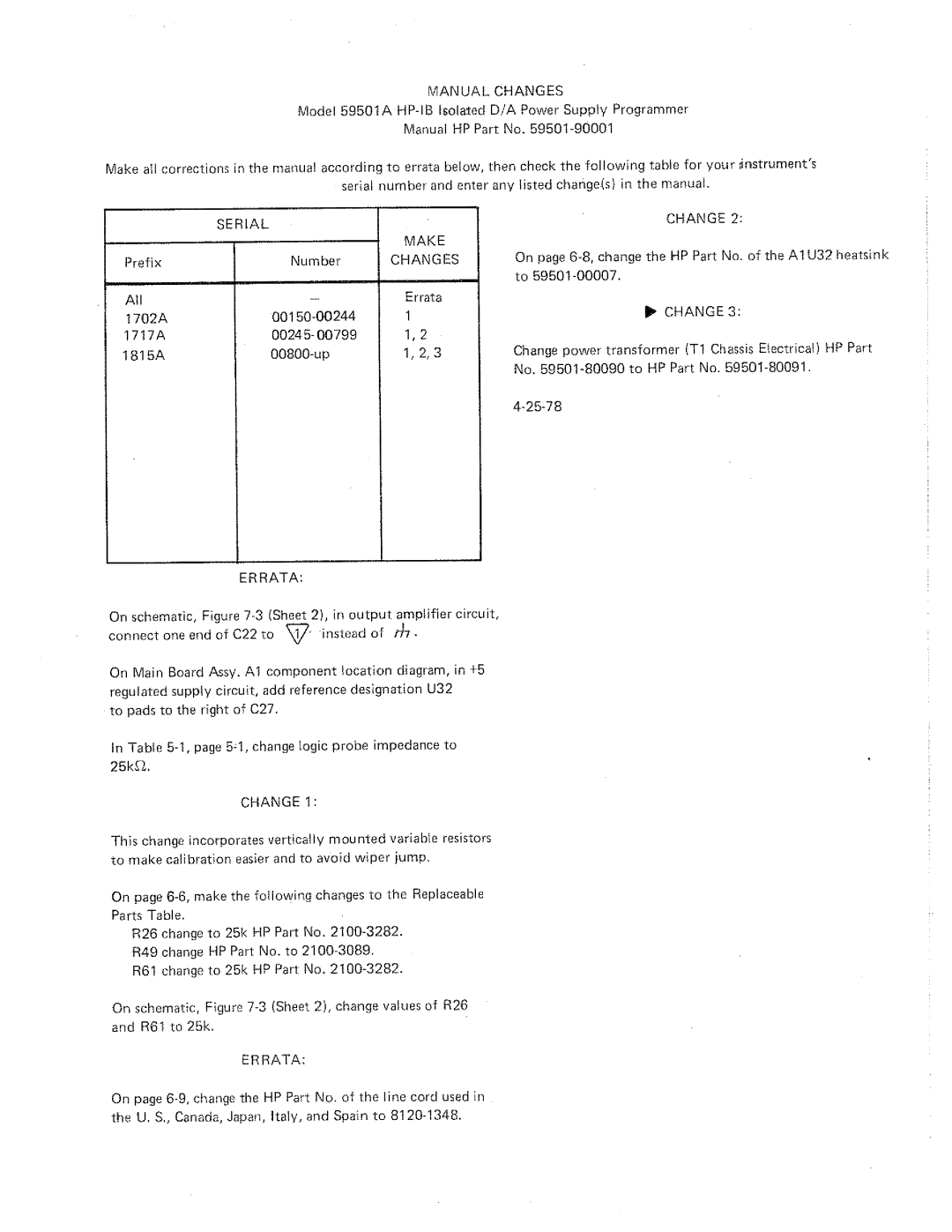 HP 59501A manual 