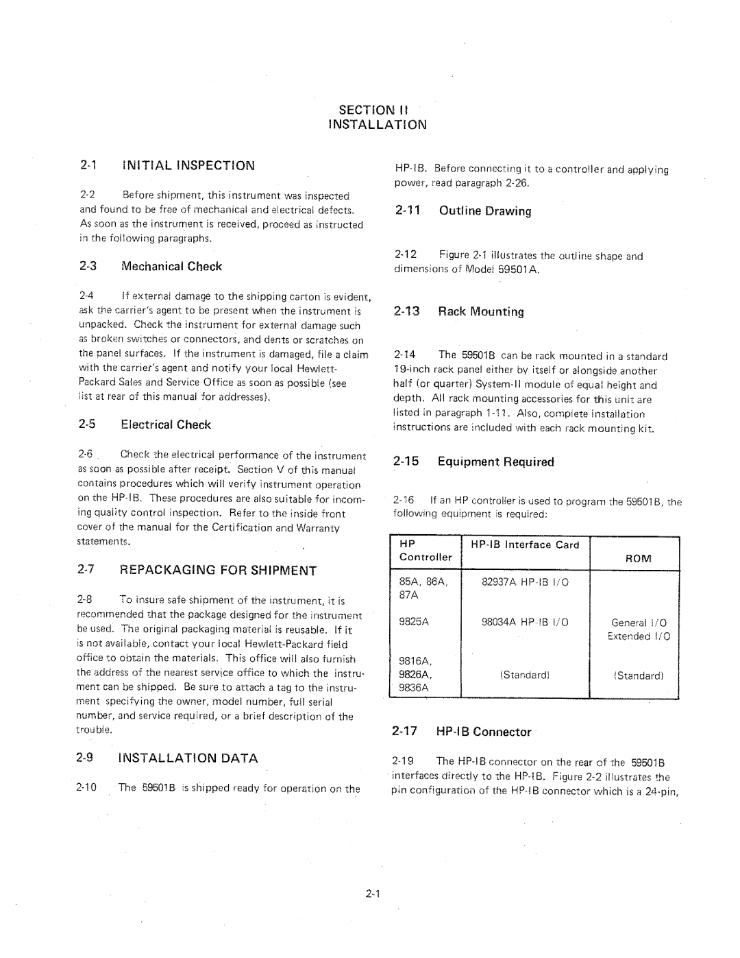 HP 59501B manual 