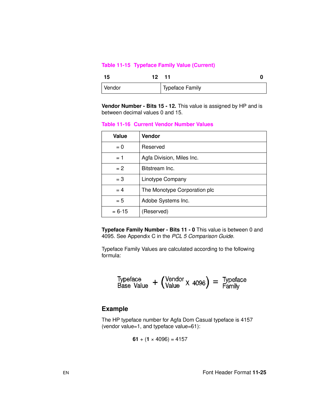 HP 5961-0509 manual Current Vendor Number Values, Value Vendor 