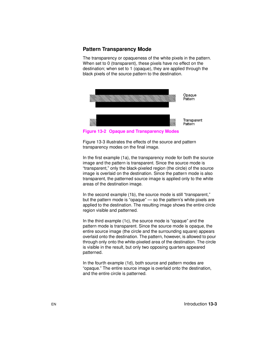 HP 5961-0509 manual Pattern Transparency Mode, Opaque and Transparency Modes 