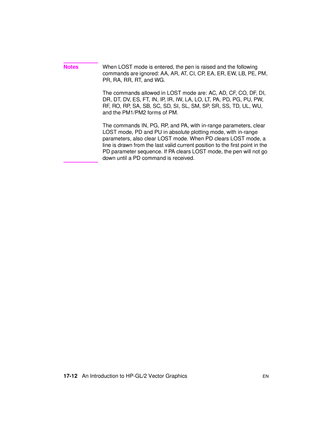 HP 5961-0509 manual PR, RA, RR, RT, and WG, PM1/PM2 forms of PM, Down until a PD command is received 