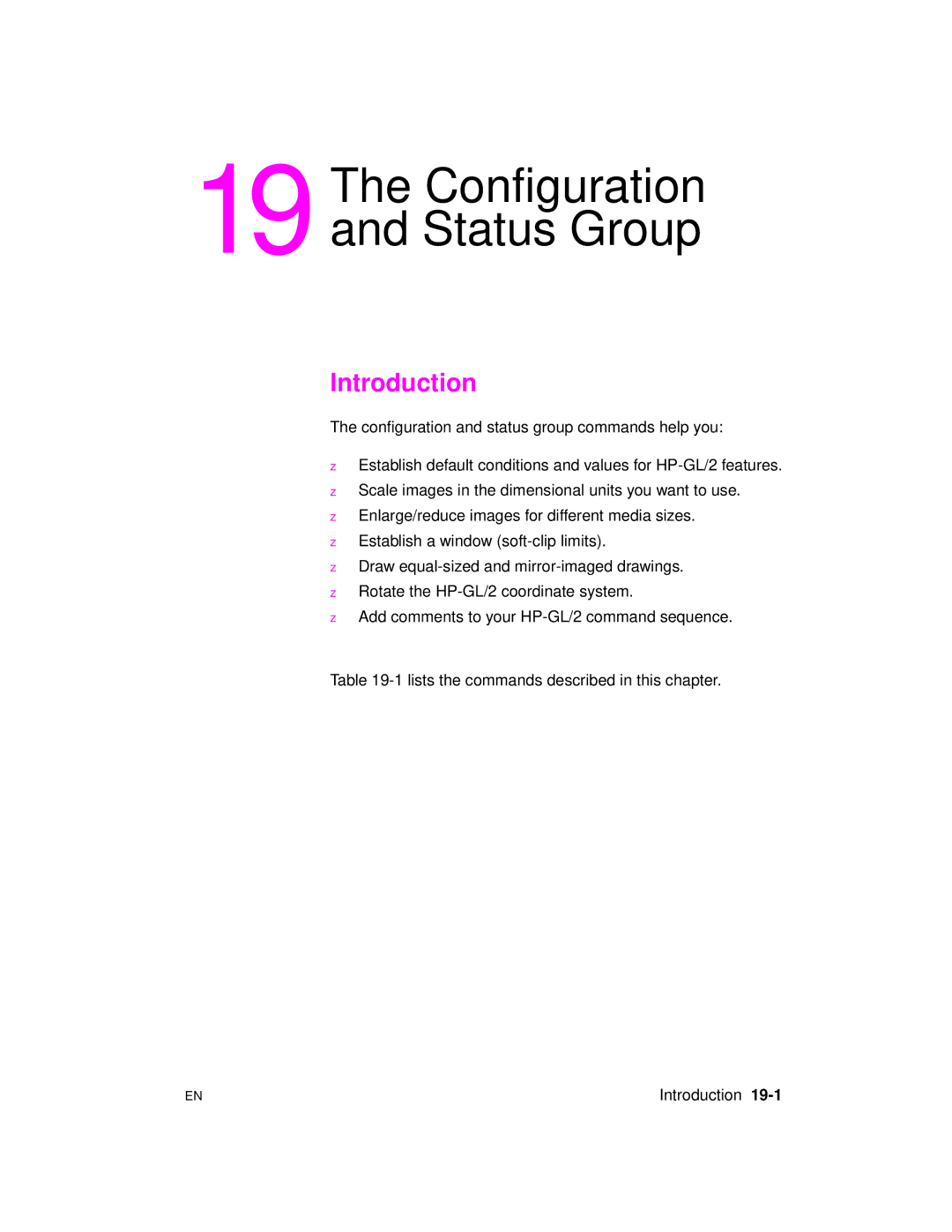 HP 5961-0509 manual Configuration and Status Group 