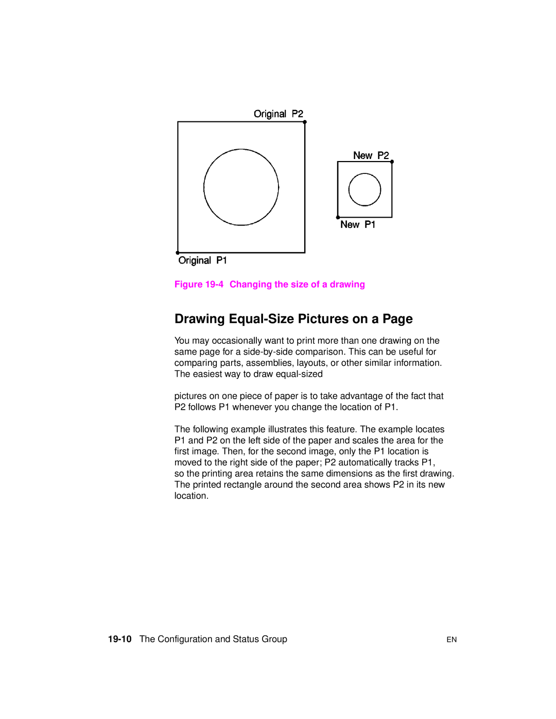 HP 5961-0509 manual Drawing Equal-Size Pictures on a, 19-10The Configuration and Status Group 