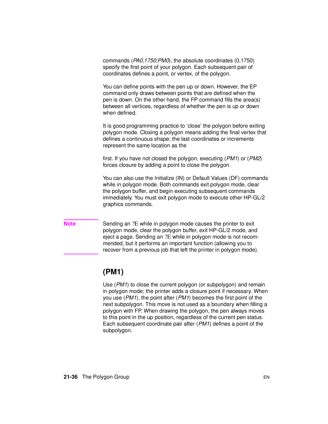 HP 5961-0509 manual PM1, 21-36The Polygon Group 