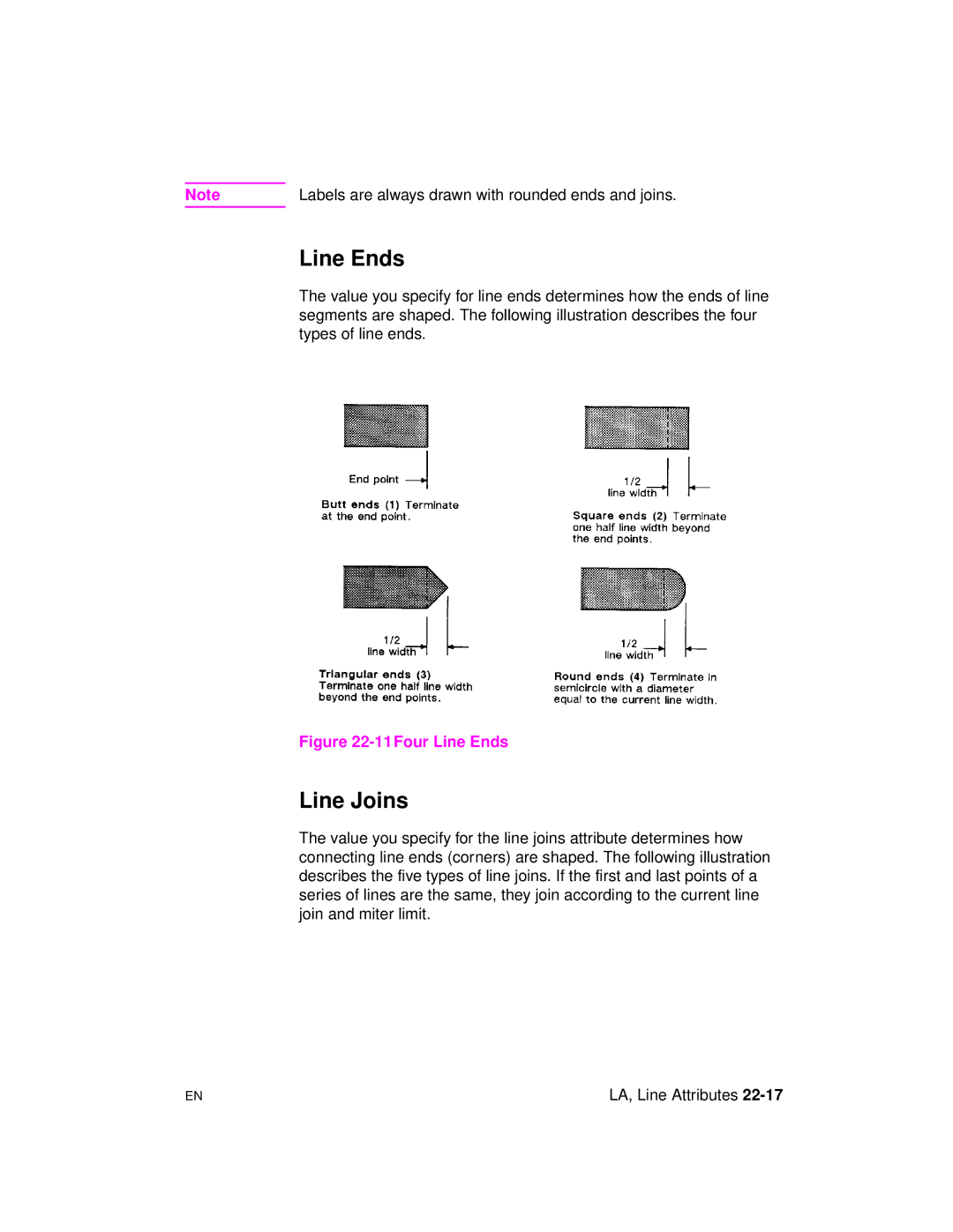 HP 5961-0509 manual Line Ends, Line Joins 