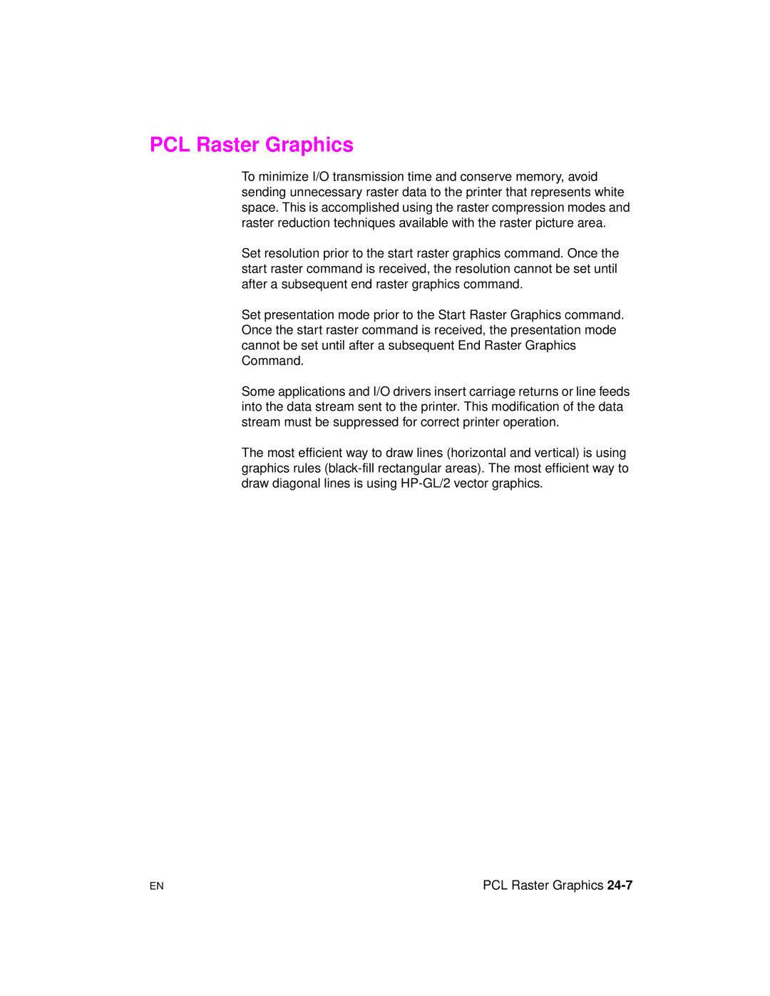 HP 5961-0509 manual PCL Raster Graphics 