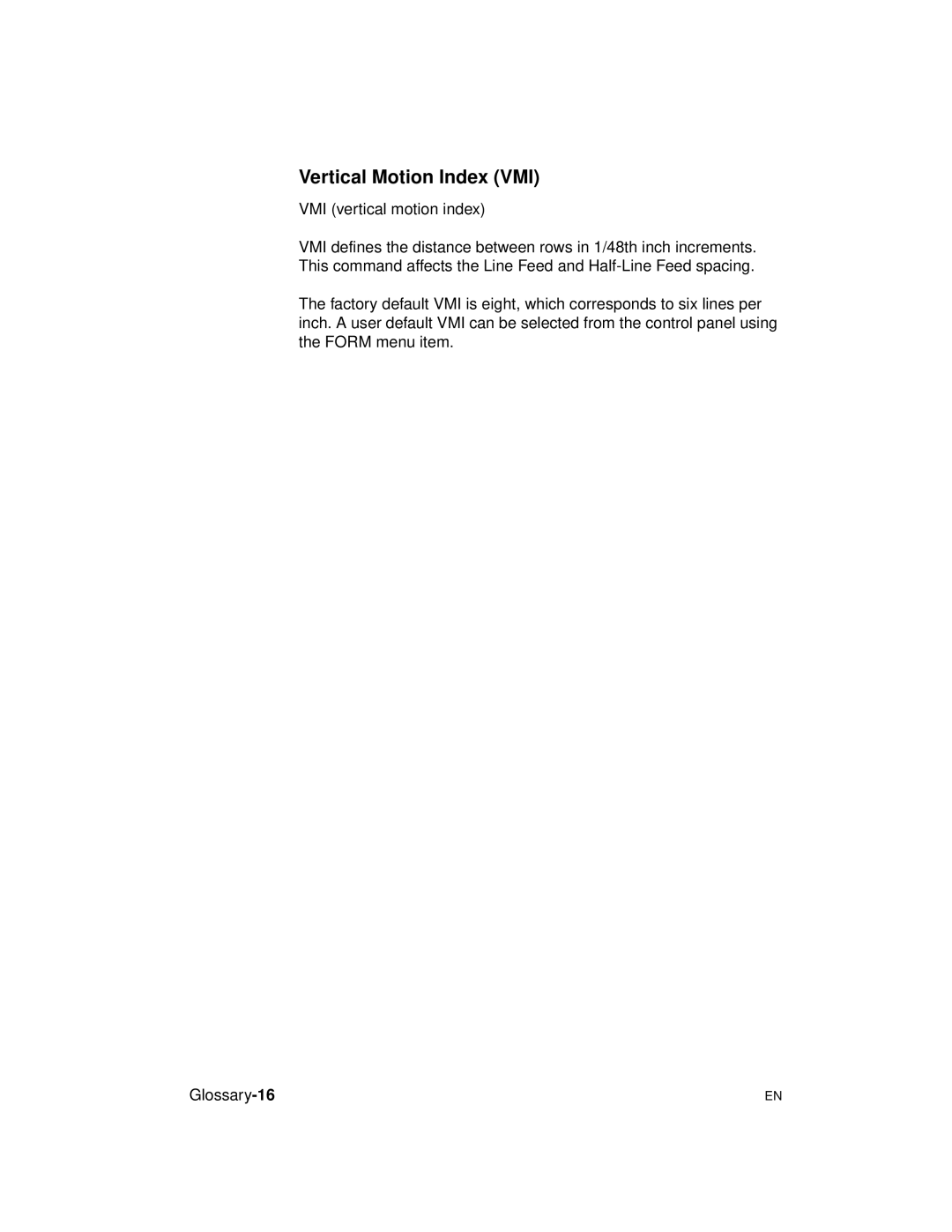 HP 5961-0509 manual Vertical Motion Index VMI, VMI vertical motion index 