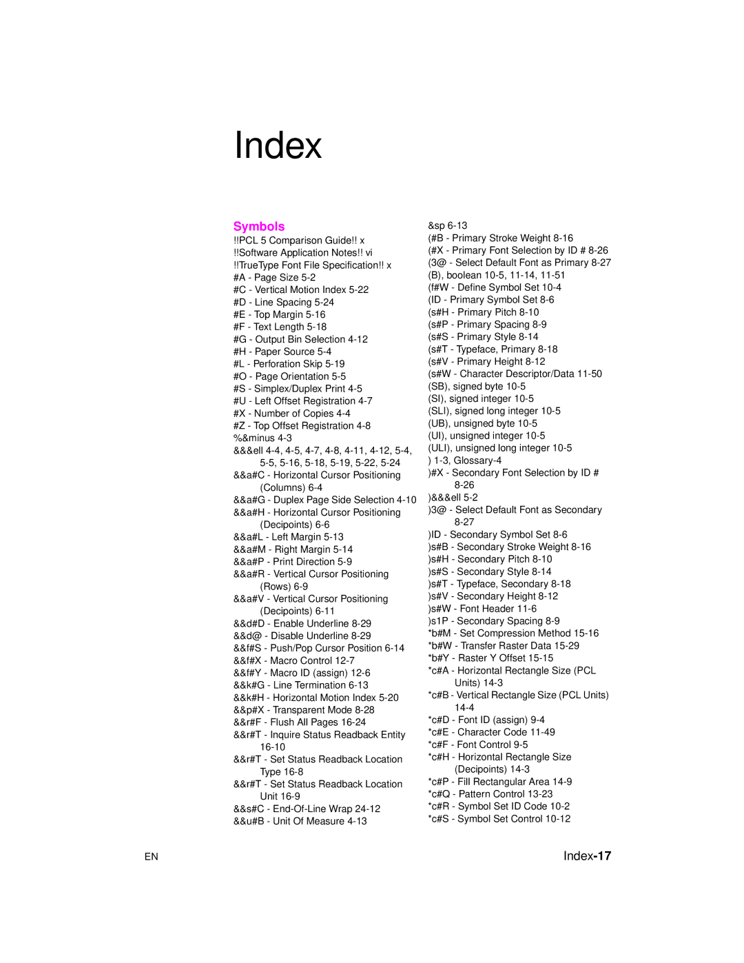 HP 5961-0509 manual Index, Symbols 