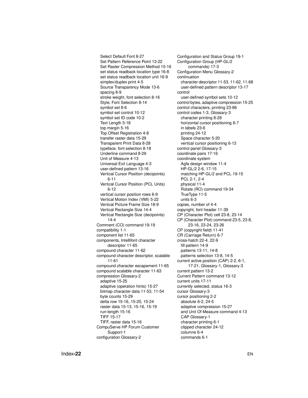 HP 5961-0509 manual Index-22 