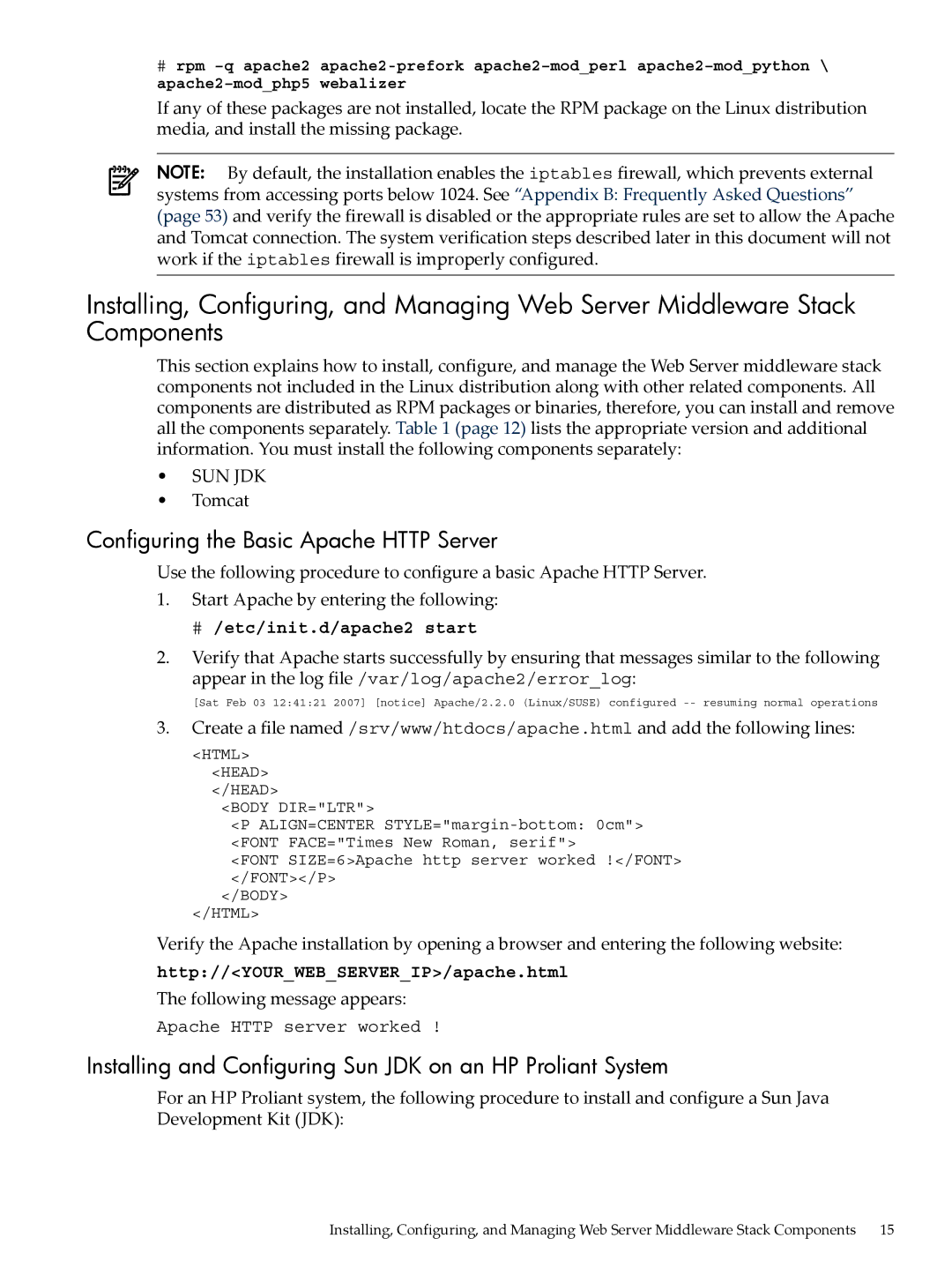 HP 5991-5565 Configuring the Basic Apache Http Server, Installing and Configuring Sun JDK on an HP Proliant System, Tomcat 