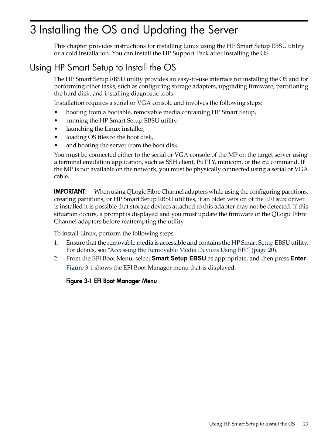 HP 5992-3193 manual Installing the OS and Updating the Server, Using HP Smart Setup to Install the OS 