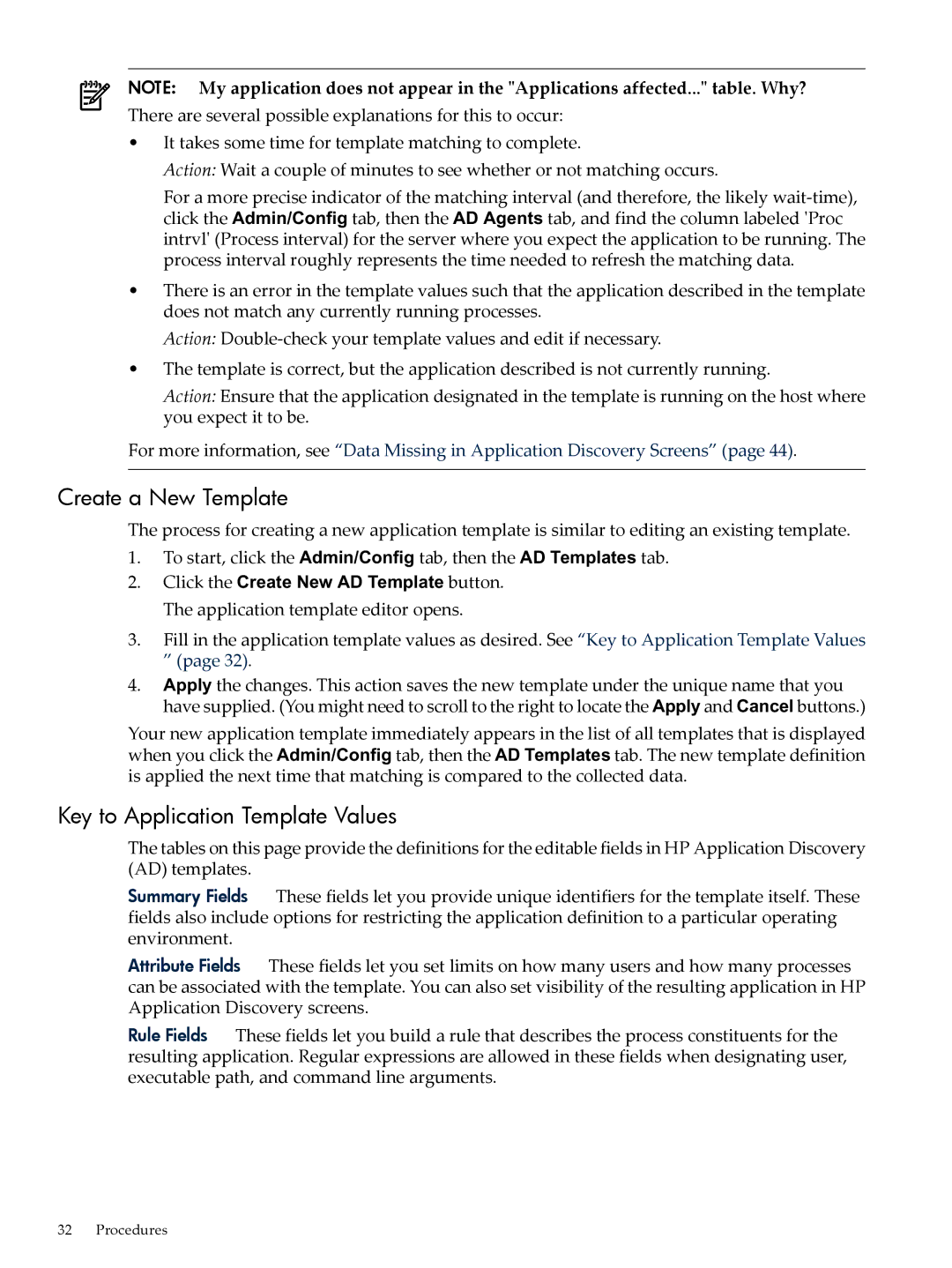 HP 5992-3838 manual Create a New Template, Key to Application Template Values 