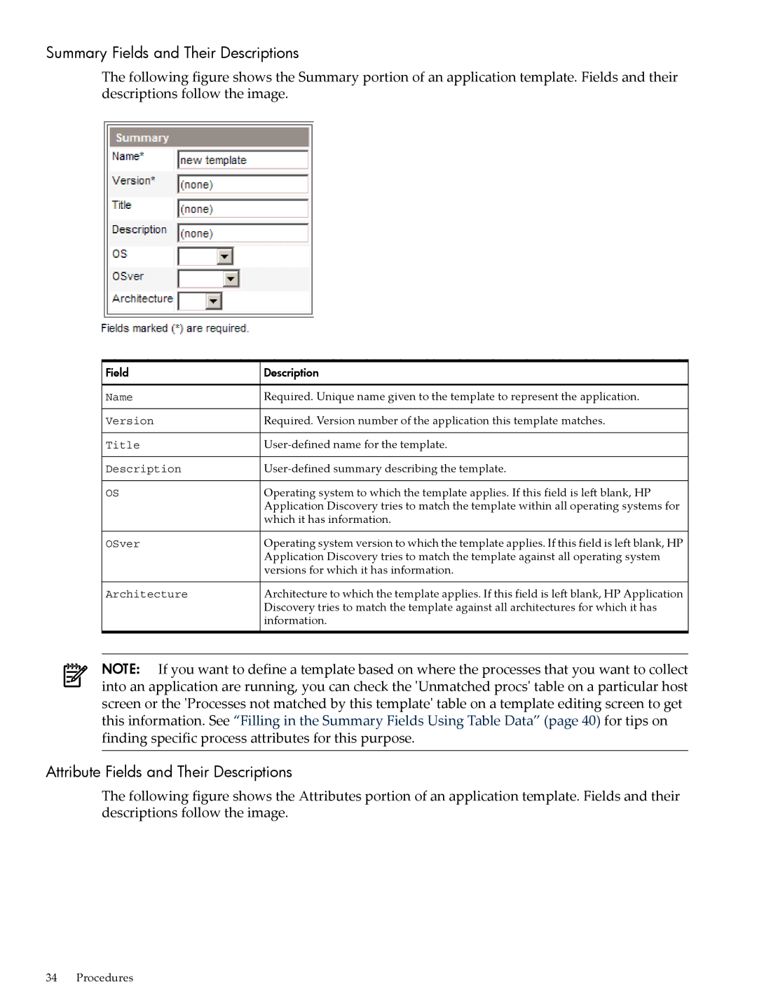 HP 5992-3838 manual Summary Fields and Their Descriptions, Attribute Fields and Their Descriptions 