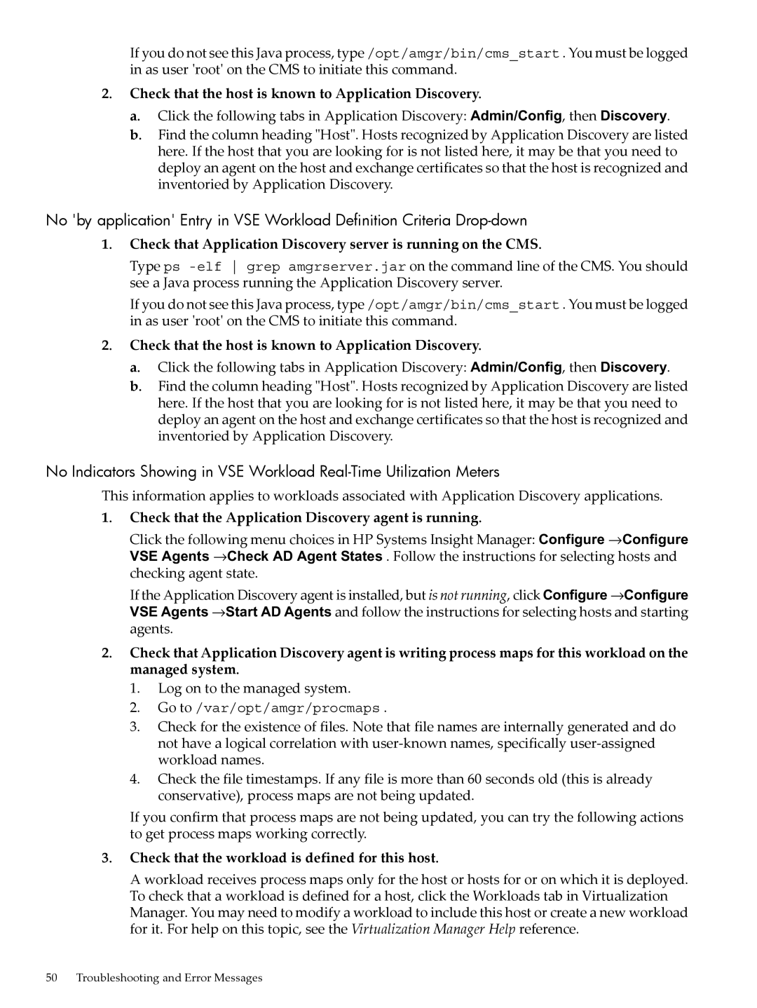 HP 5992-3838 manual Check that the host is known to Application Discovery 