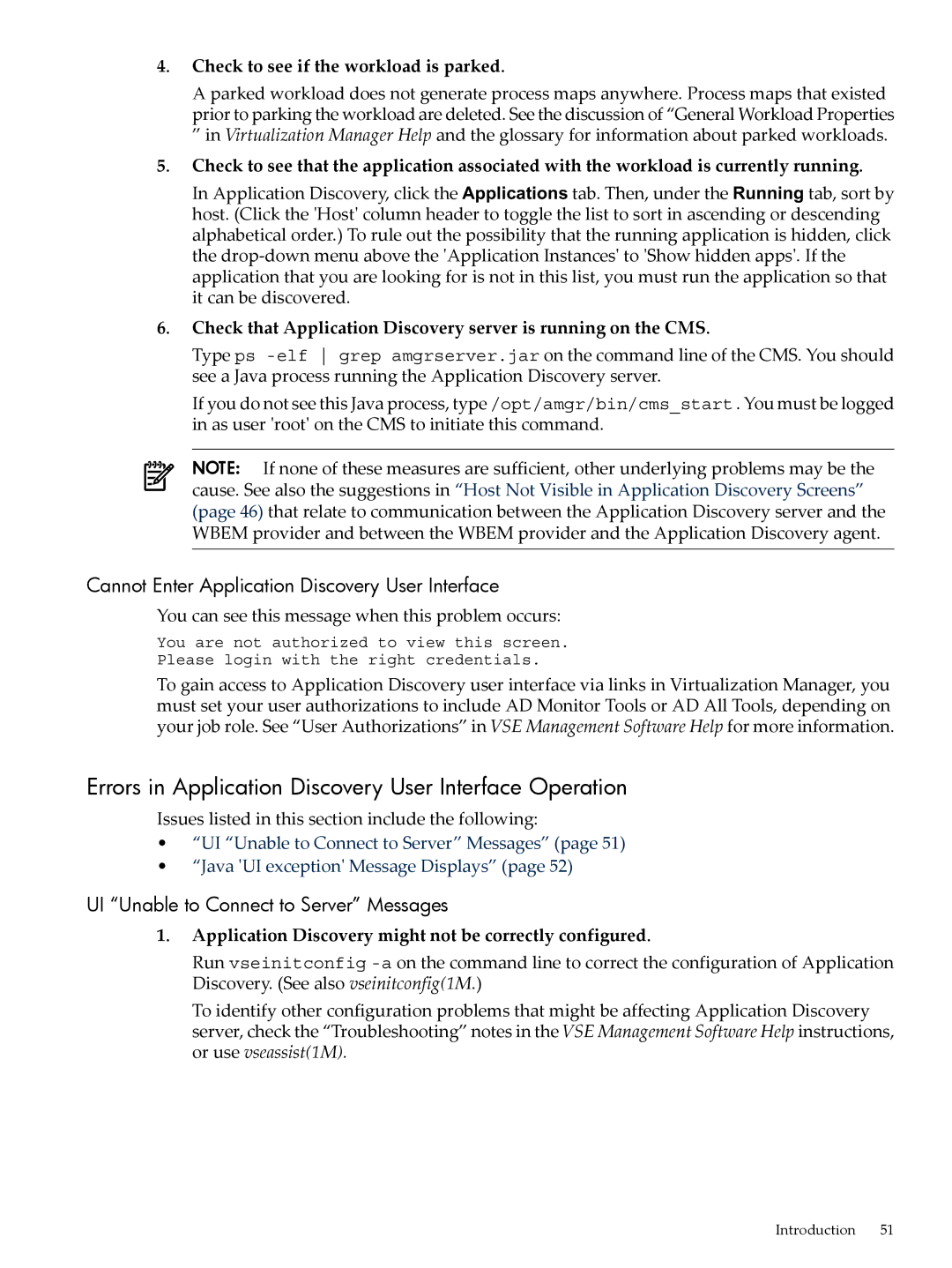 HP 5992-3838 Errors in Application Discovery User Interface Operation, Cannot Enter Application Discovery User Interface 