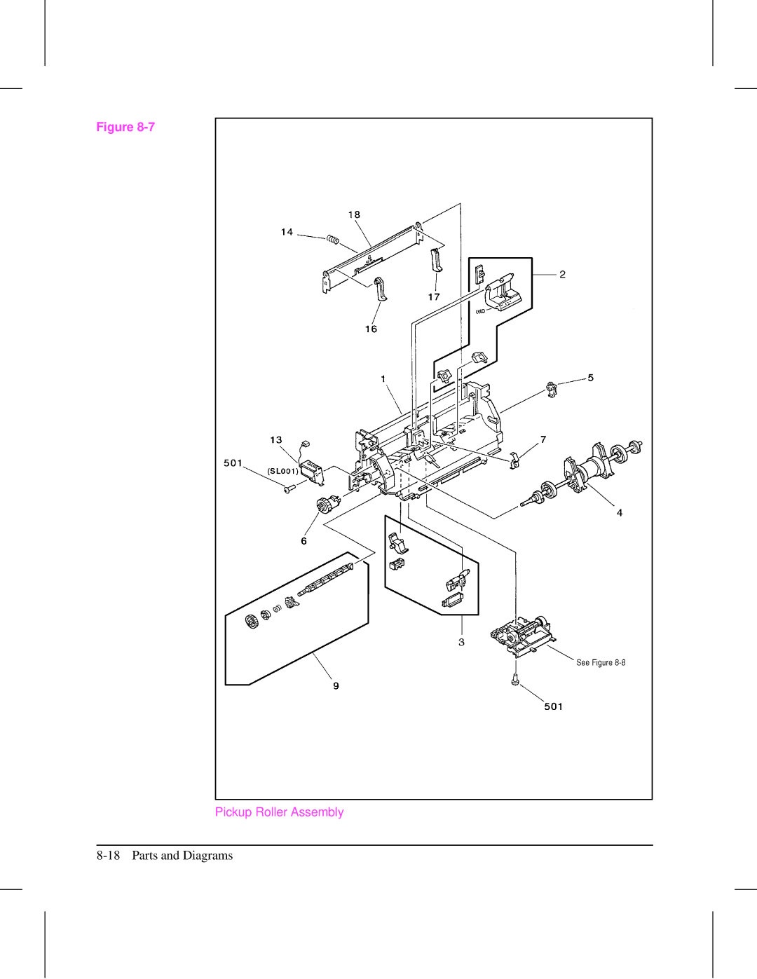 HP 5L (C3941A) manual Pickup Roller Assembly 