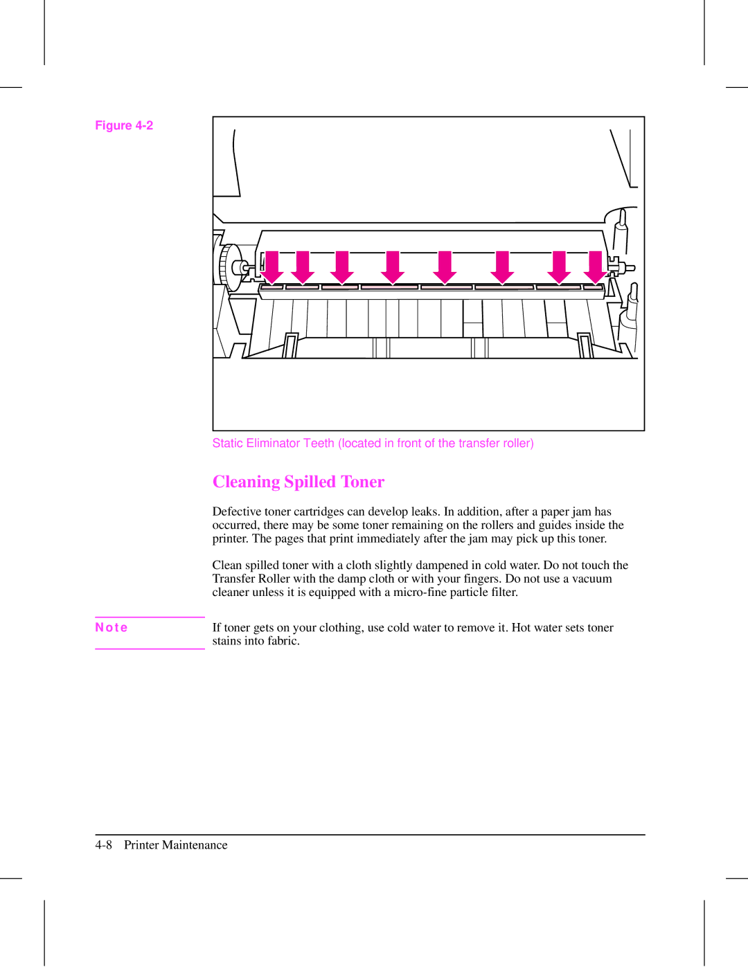 HP 5L (C3941A) manual Cleaning Spilled Toner 