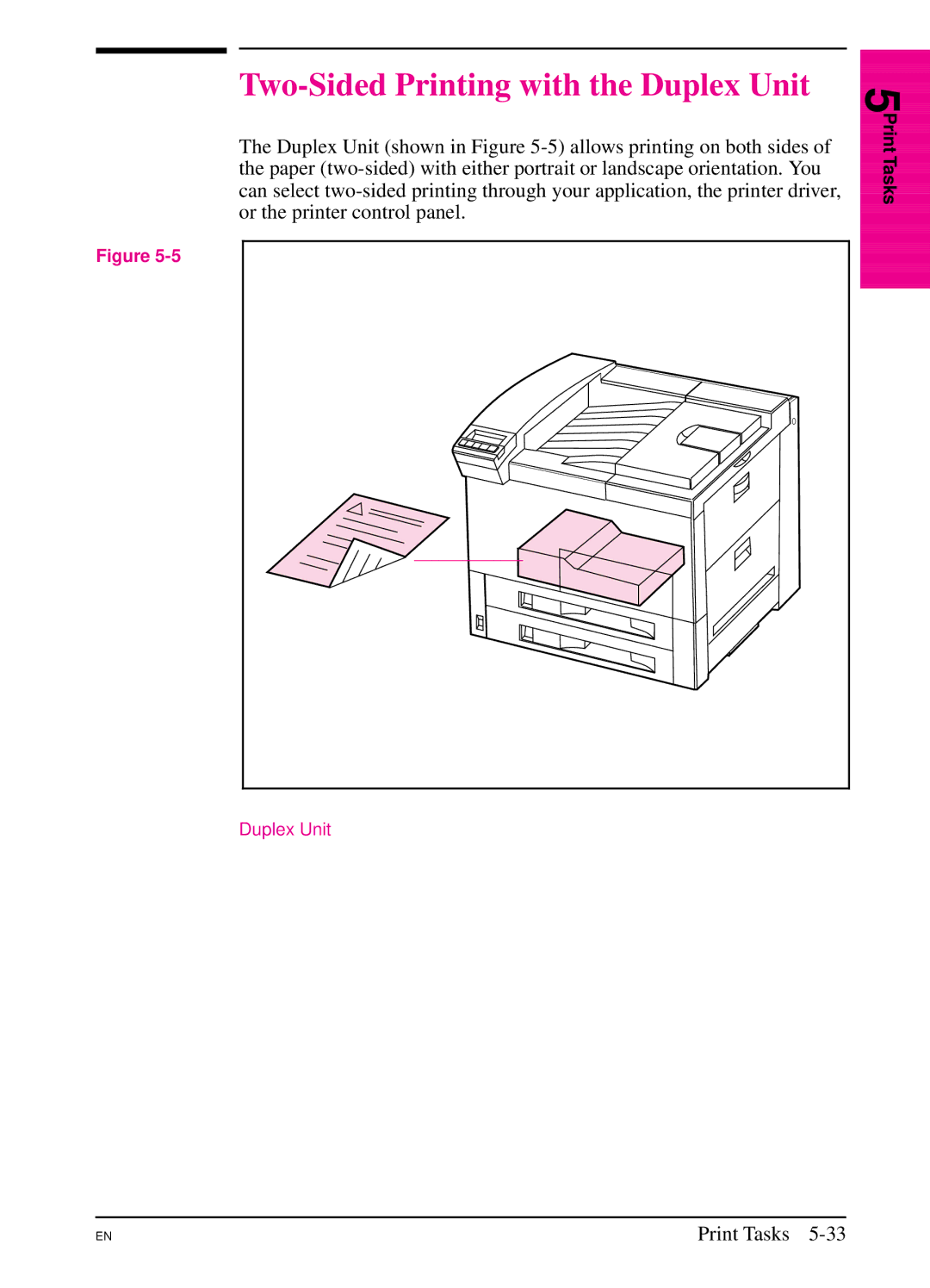 HP 5Si NX, 5Si MX manual Two-Sided Printing with the Duplex Unit 