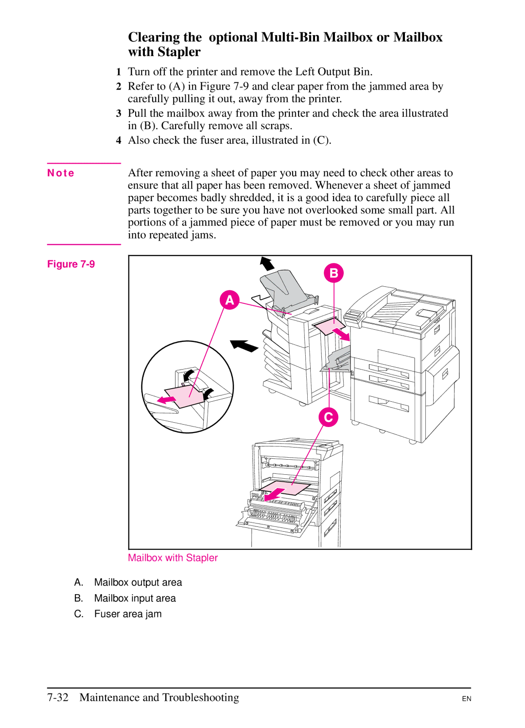 HP 5Si MX, 5Si NX manual Mailbox with Stapler 