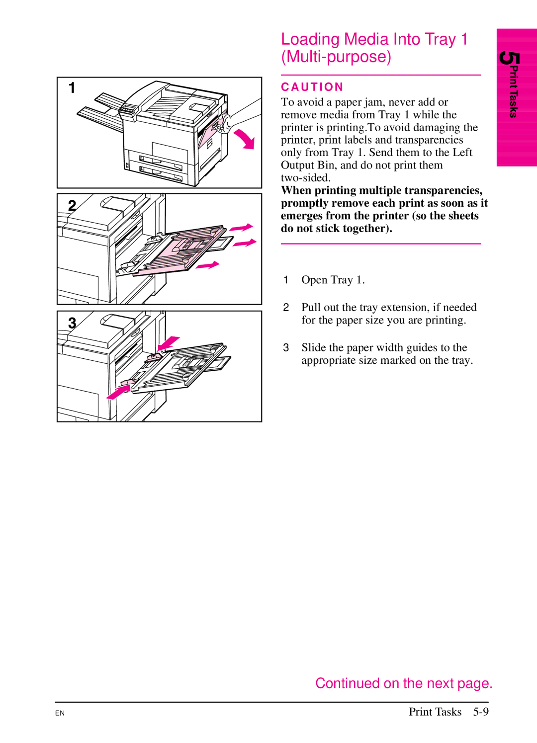 HP 5Si NX, 5Si MX manual Loading Media Into Tray 1 Multi-purpose 