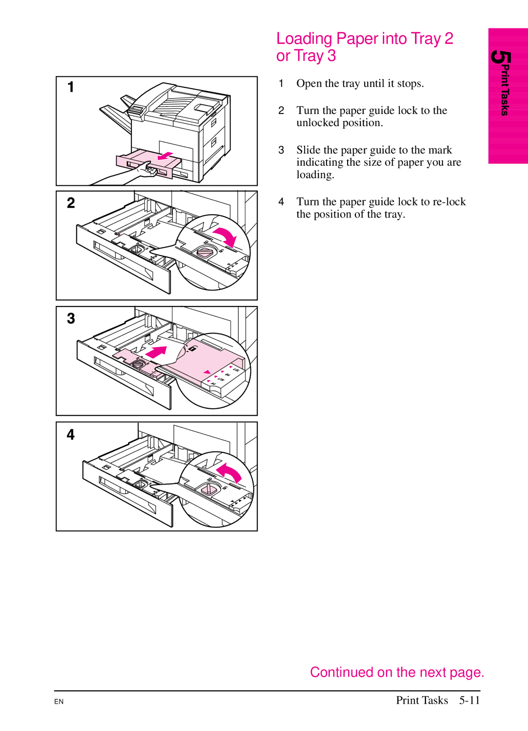 HP 5Si NX, 5Si MX manual Loading Paper into Tray 2 or Tray 