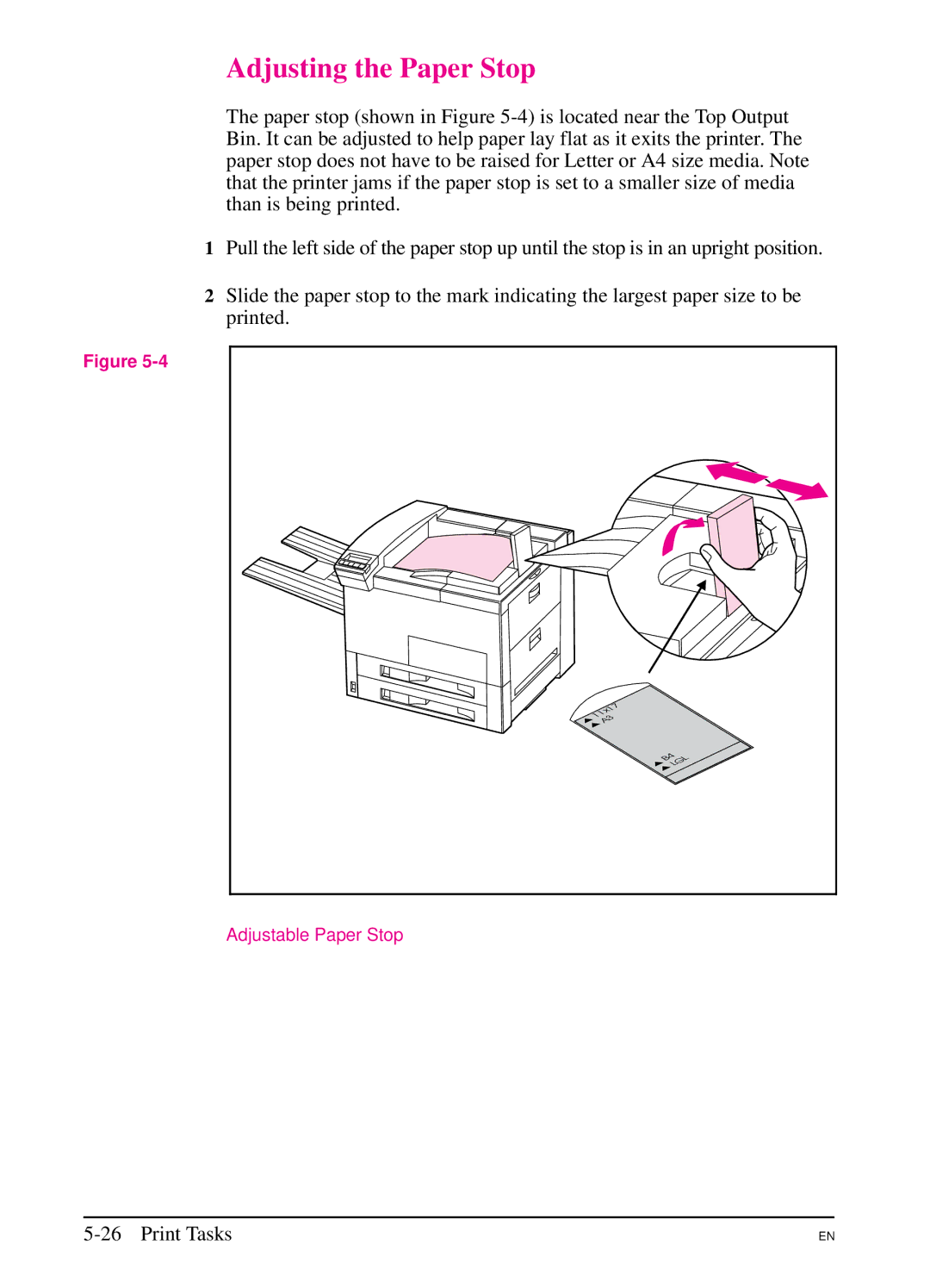 HP 5Si MX, 5Si NX manual Adjusting the Paper Stop 