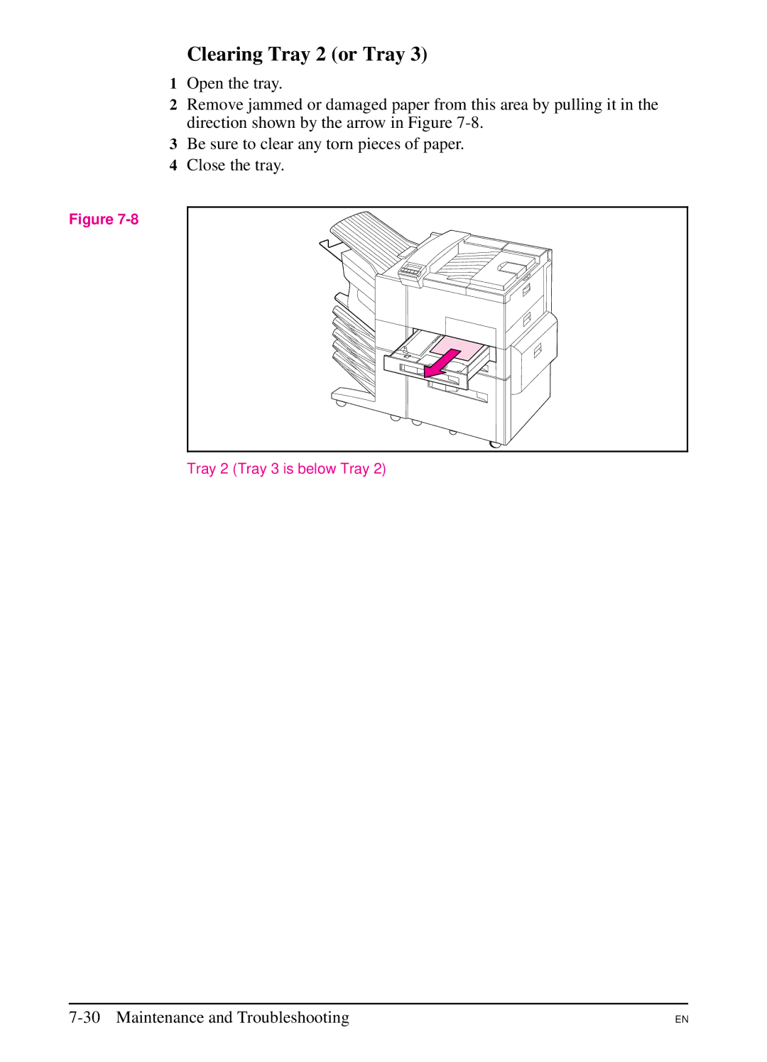 HP 5SI manual Clearing Tray 2 or Tray 