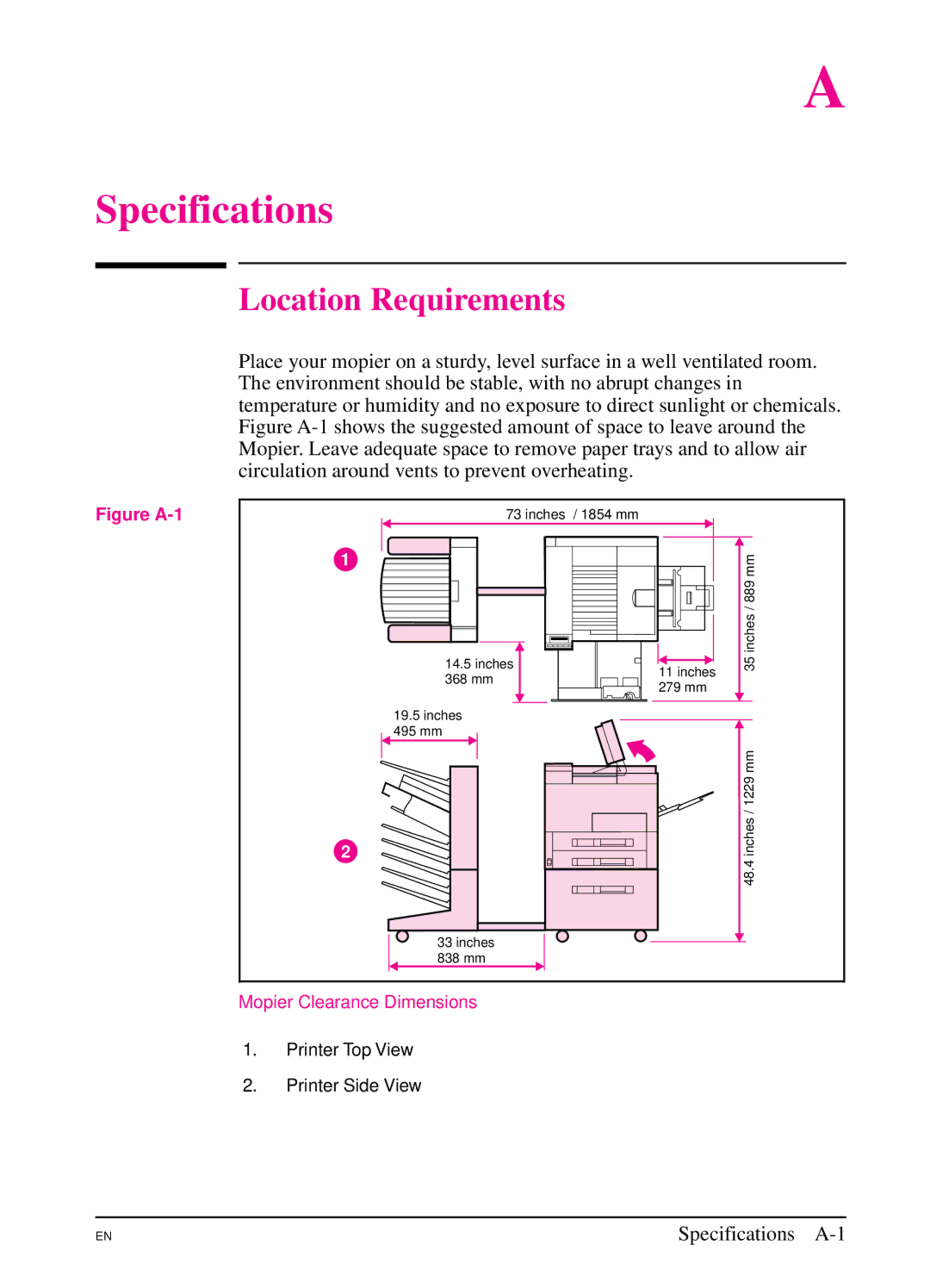 HP 5SI manual Location Requirements, Figure A-1 