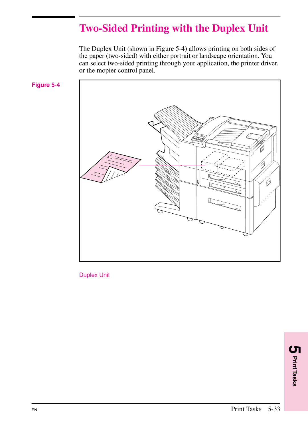 HP 5SI manual Two-Sided Printing with the Duplex Unit 