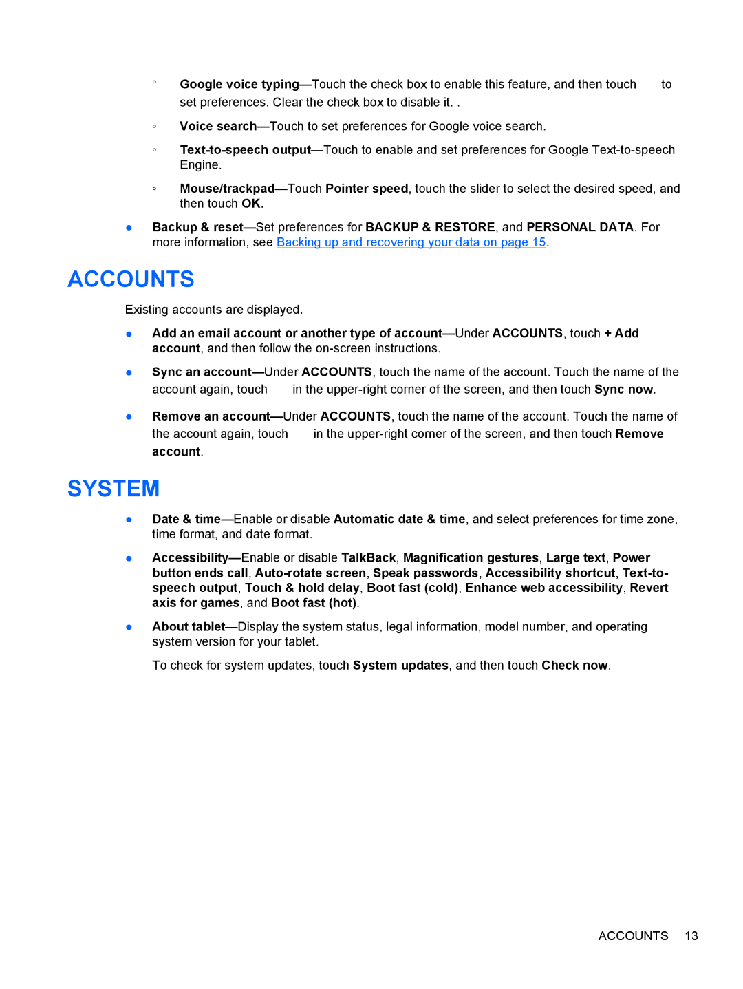 HP 6 VoiceTab II manual Accounts 